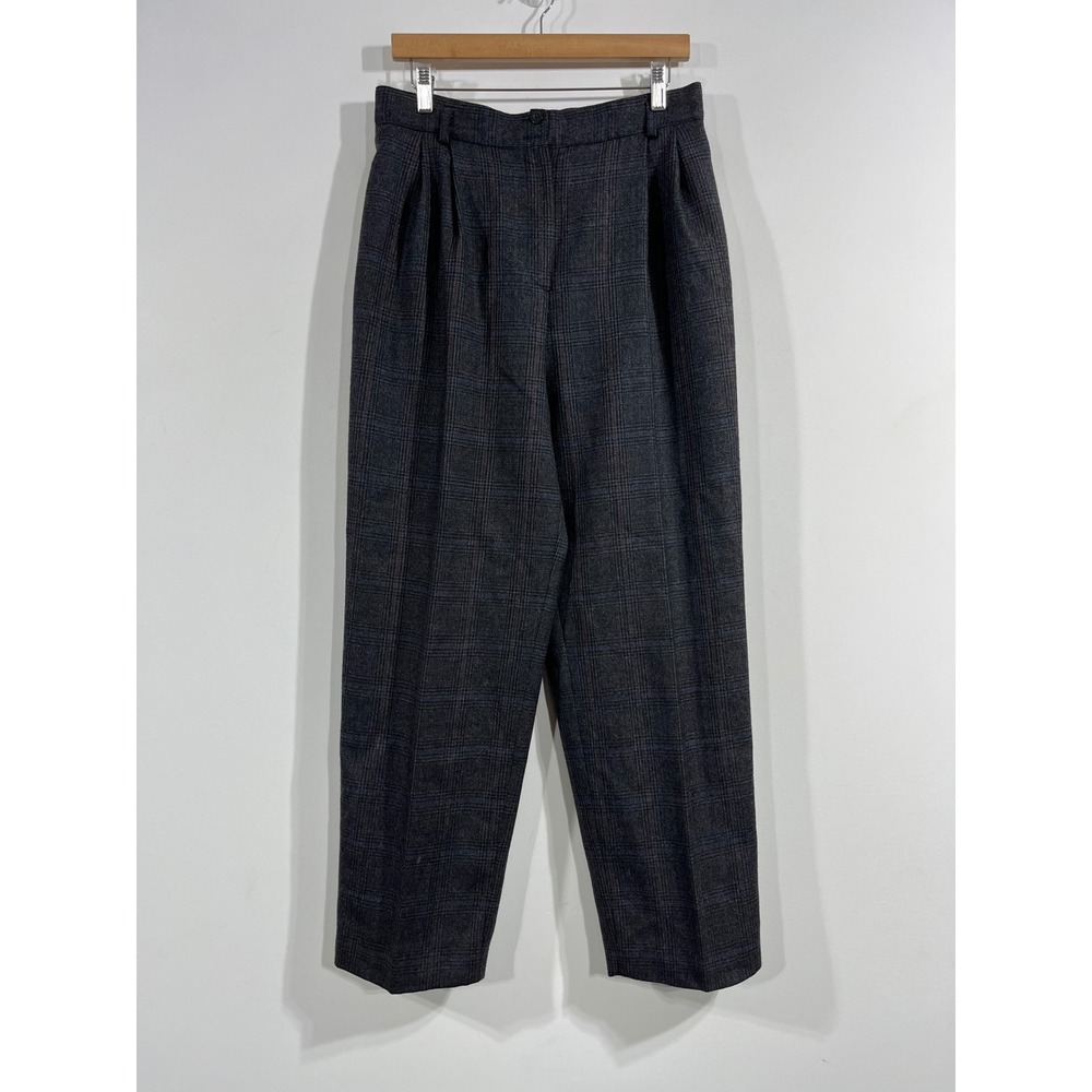 Benard Holtzman VTG 90s Heritage Quiet Luxury Wool Plaid Pleated Pants Womens 12